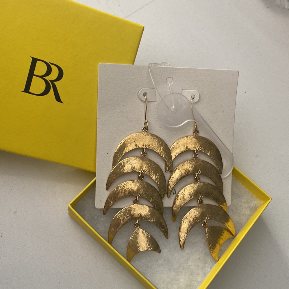 Mooncast Statement Earrings | Aureus + Argent Gold Brass Moon Dangle earring - Picture 7 of 7